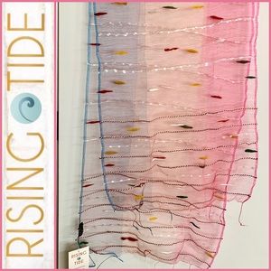 NWT Rising Tide 100% sheer silk scarf, 19”x68”, handmade in India